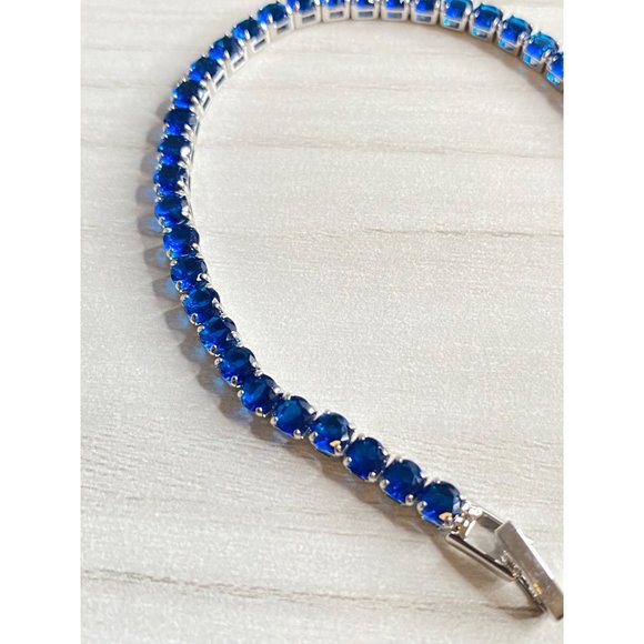 Sapphire Rhinestone Tennis Bracelet - Picture 3 of 3